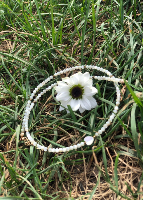 Boho Necklace,Seed Bead Choker, Black and White Crystal